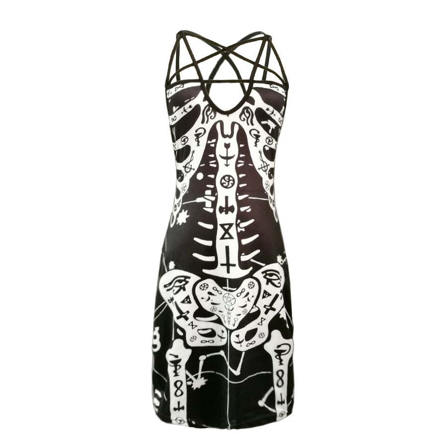 Skeleton + Pentagram Strap Dress