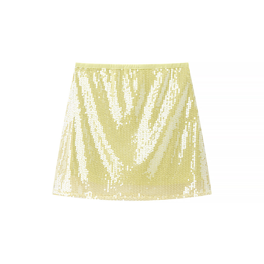 Lemon Sequin Mini Skirt