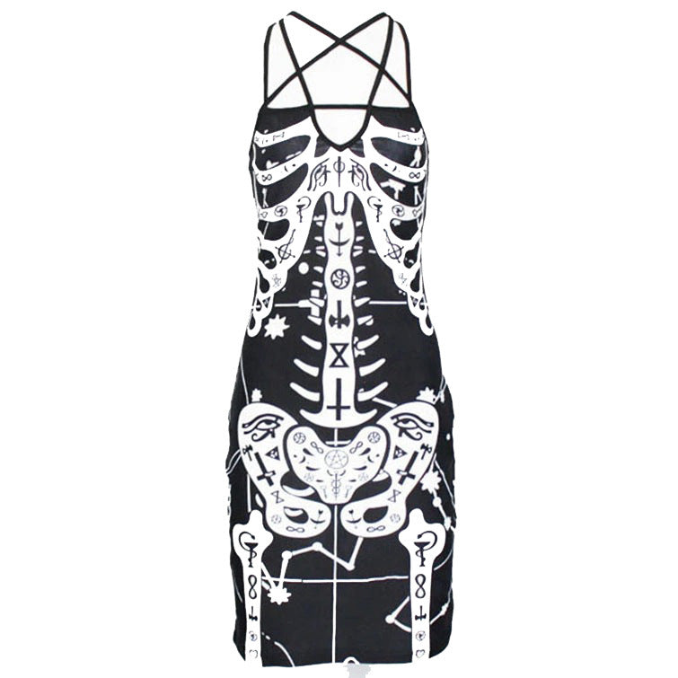 Skeleton + Pentagram Strap Dress