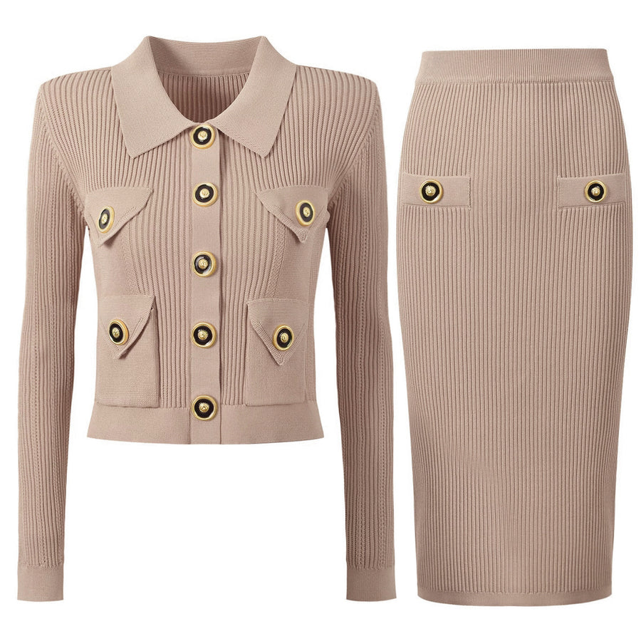 Jersey Knit Cardigan + Midi Skirt Set