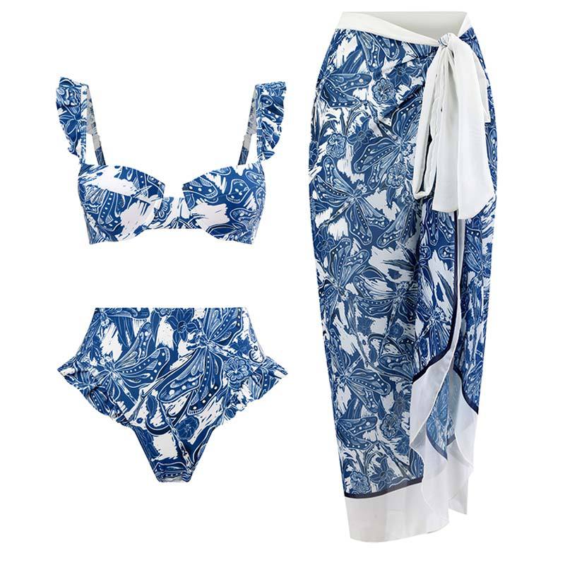 Three Piece Bikini + Skirt Set