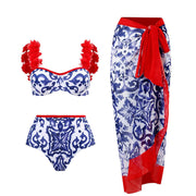 Three Piece Bikini + Skirt Set
