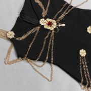 Industry Metal Chain Bandage Maxi Dress