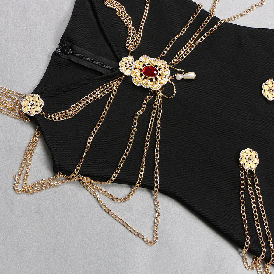 Industry Metal Chain Bandage Maxi Dress