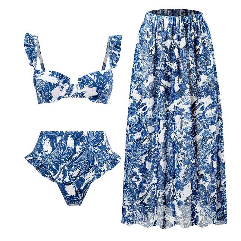 Three Piece Bikini + Skirt Set