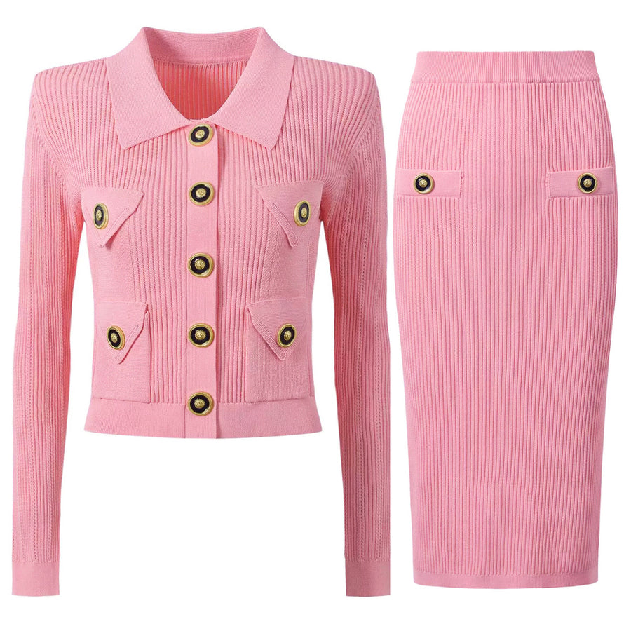Jersey Knit Cardigan + Midi Skirt Set