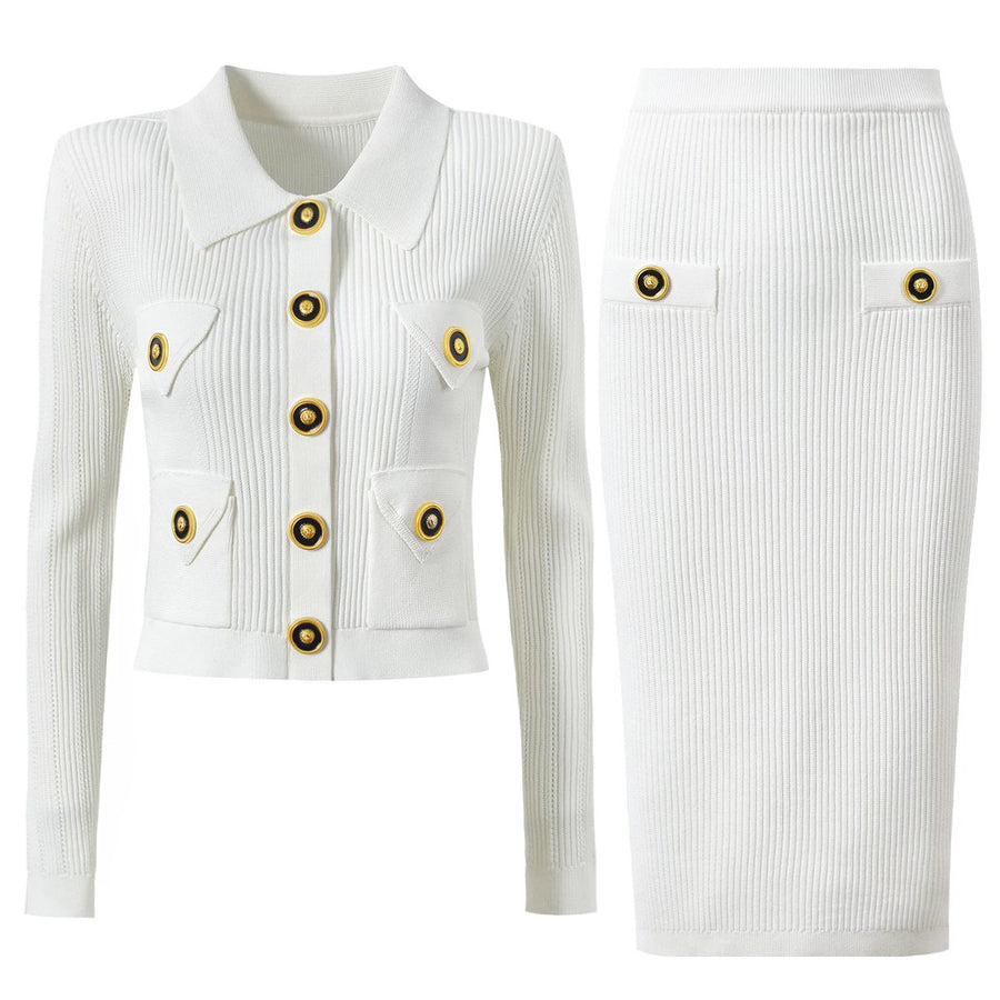 Jersey Knit Cardigan + Midi Skirt Set