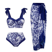 Suit with Blue Flower Patterns