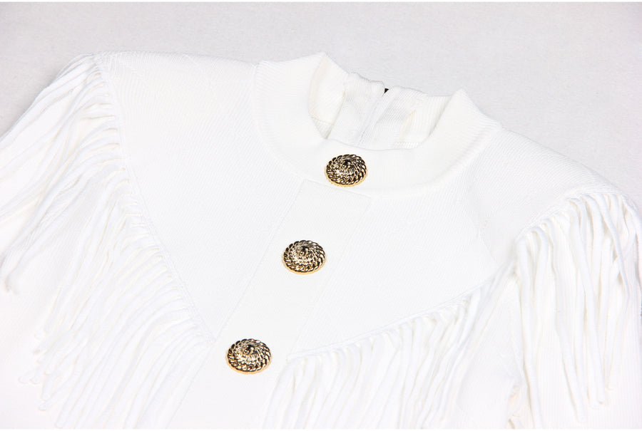 Leontine Fringe + Knit Mini Dress