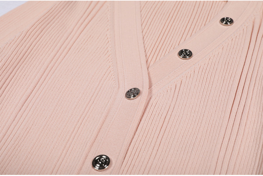 Slim Fit V-Neck Knit Maxi Dress