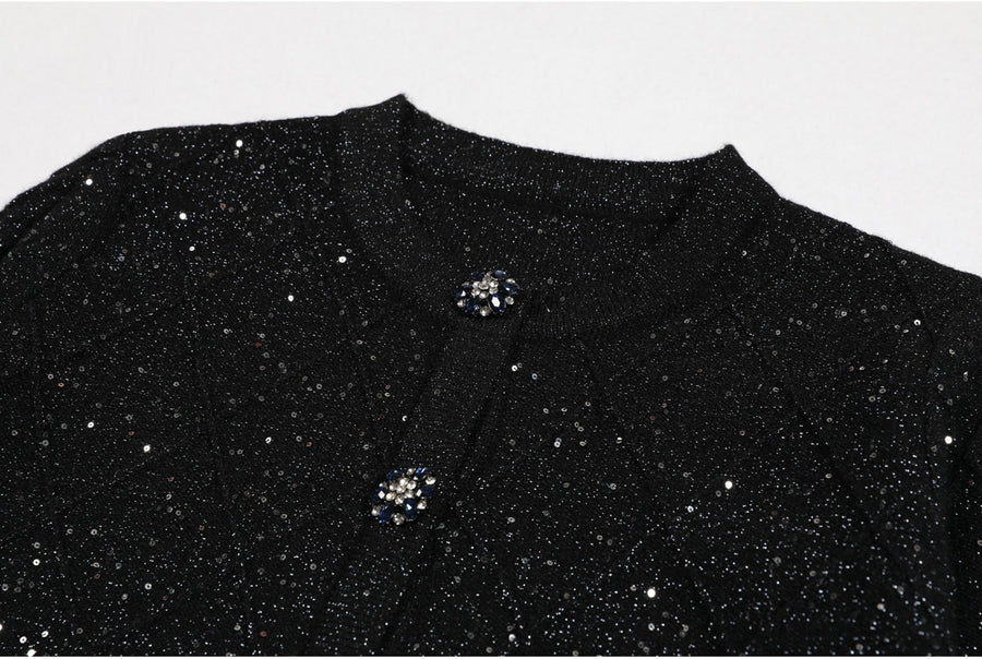 Sequin Cardigan + Skirt Set