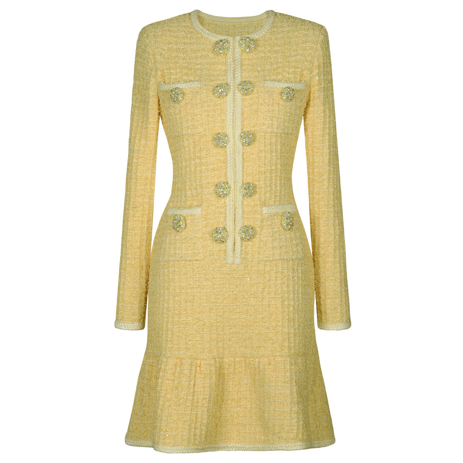Tweed Knit Slim Fit Dress