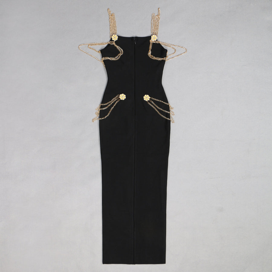 Industry Metal Chain Bandage Maxi Dress