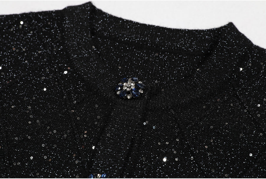 Sequin Cardigan + Skirt Set