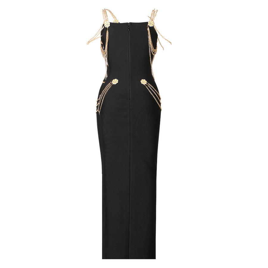 Industry Metal Chain Bandage Maxi Dress