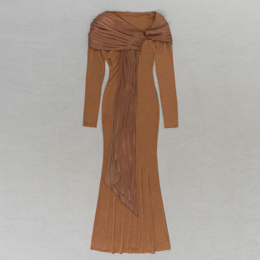 Long Sleeve Asymmetric Maxi Dress