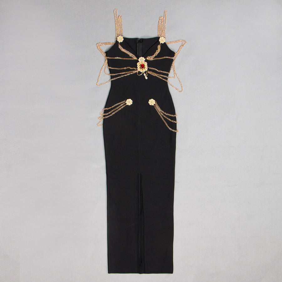 Industry Metal Chain Bandage Maxi Dress