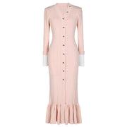 Slim Fit V-Neck Knit Maxi Dress
