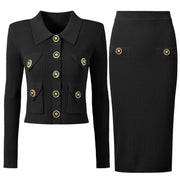 Jersey Knit Cardigan + Midi Skirt Set