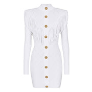 Leontine Fringe + Knit Mini Dress