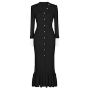 Slim Fit V-Neck Knit Maxi Dress