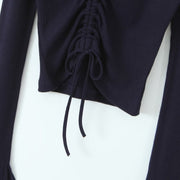 Asymmetric Drawstring Knitted Top