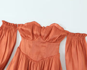 Tangerine Off Shoulder Mini Dress