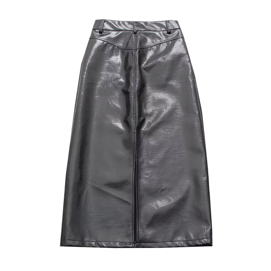 Bella Vegan Leather Midi Skirt