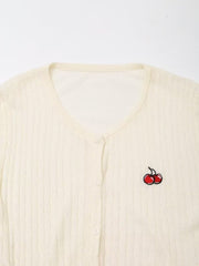 Cherry Embroidered Knitted Cardigan