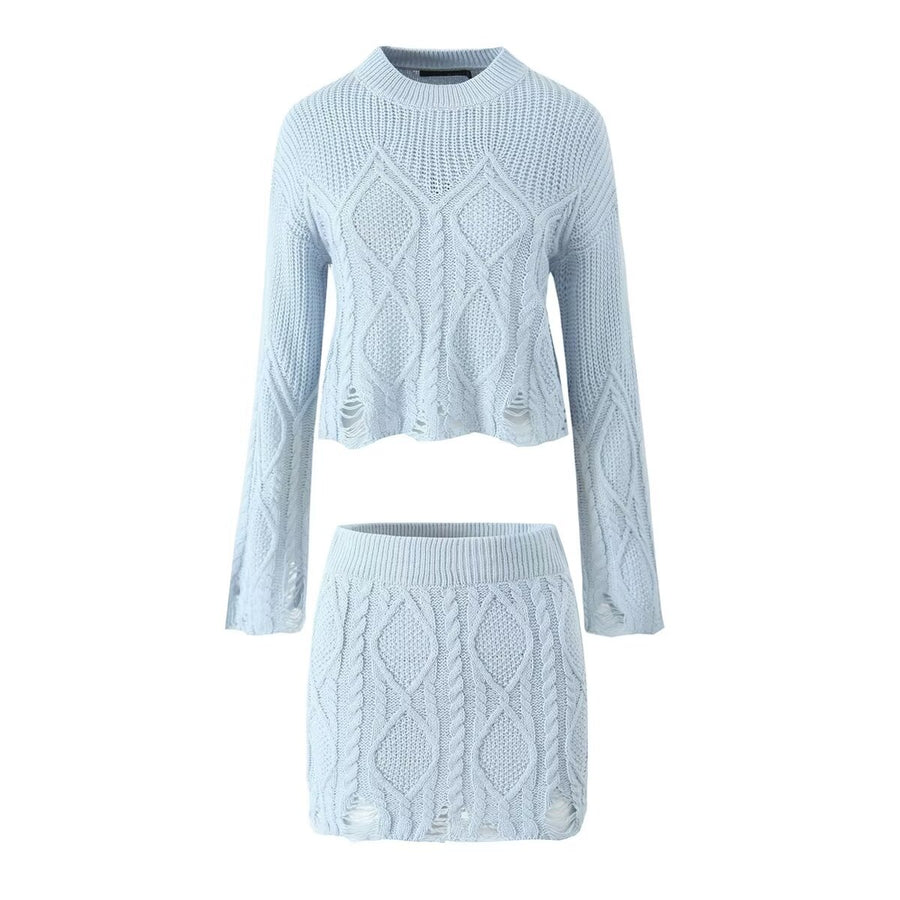 Cable Knit Sweater + Skirt Set