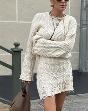 Cable Knit Sweater + Skirt Set