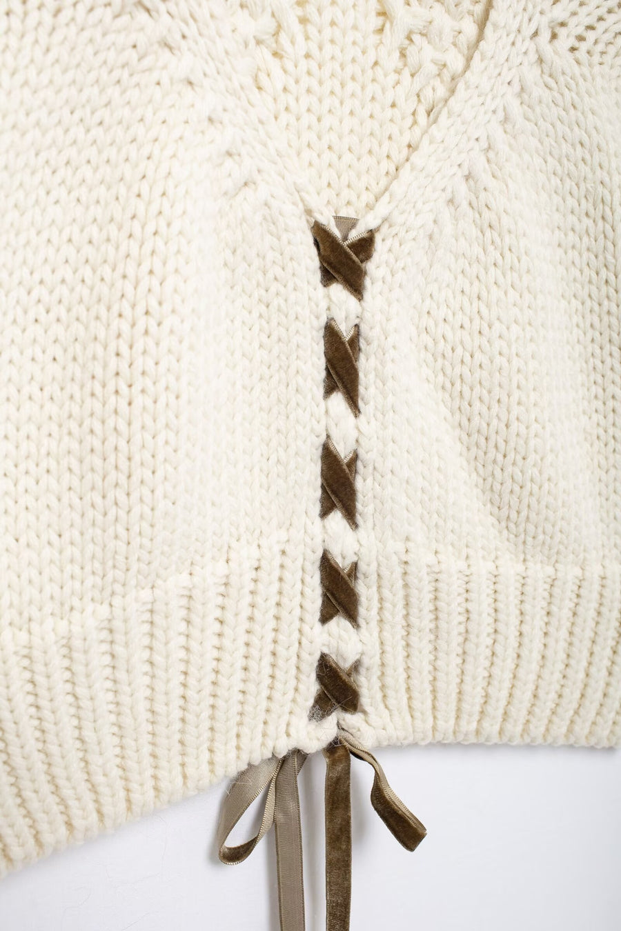 Cable Knit Open Back + Tie Sweater