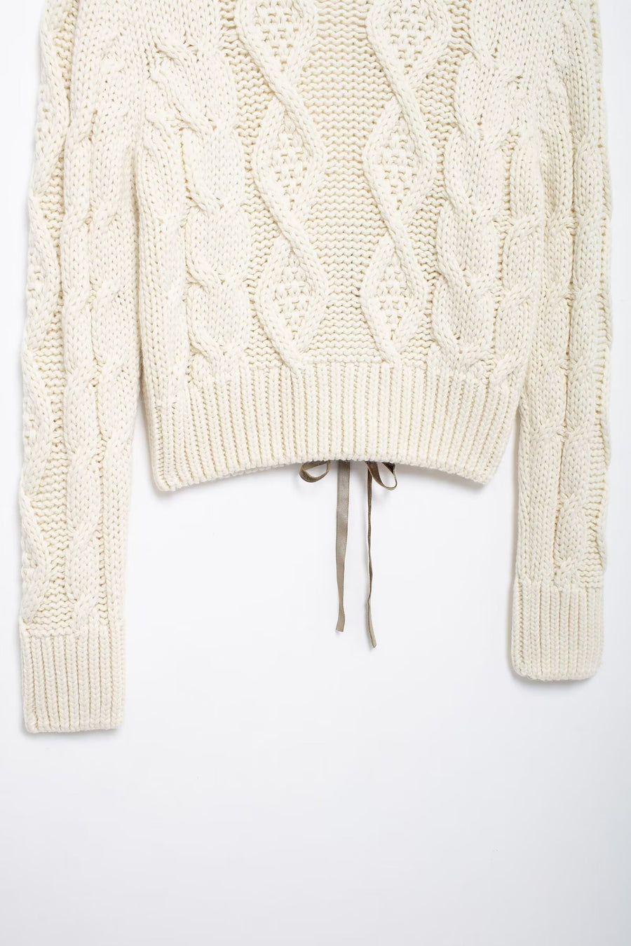 Cable Knit Open Back + Tie Sweater