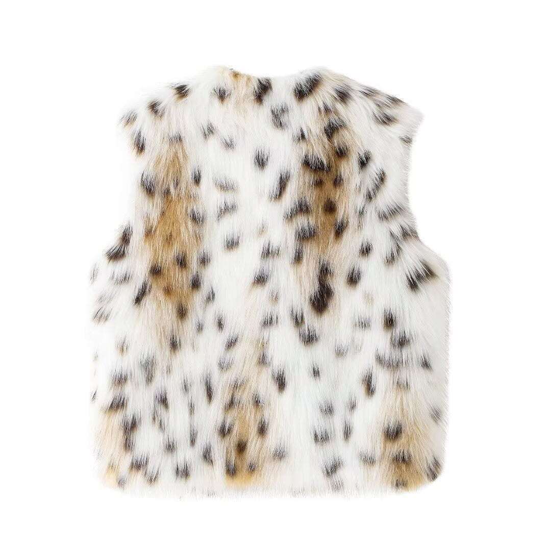 Snow Leopard Faux Fur Vest