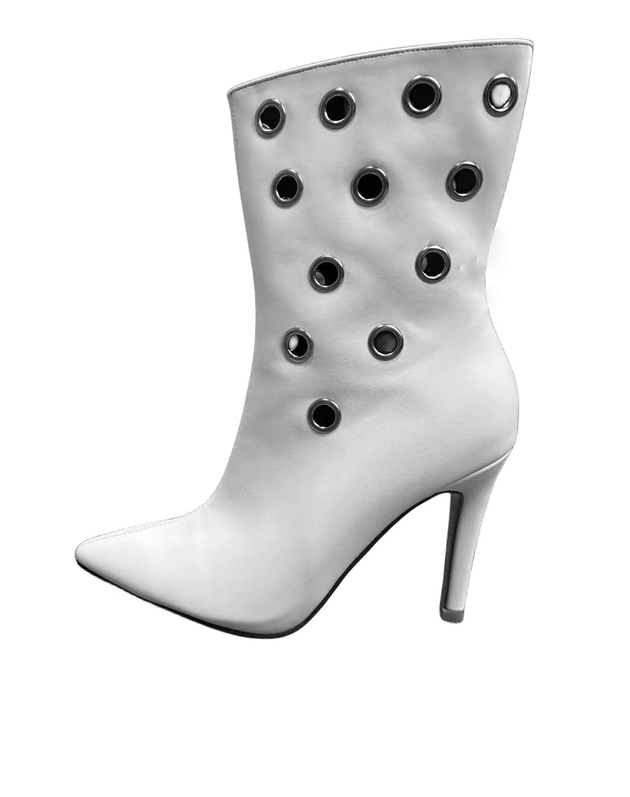 Arctic White High Heel Booties