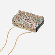 Rhinestone Embellished Tweed Crossbody Bag