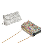 Rhinestone Embellished Tweed Crossbody Bag