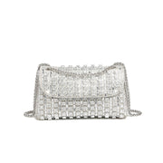 Rhinestone Embellished Tweed Crossbody Bag