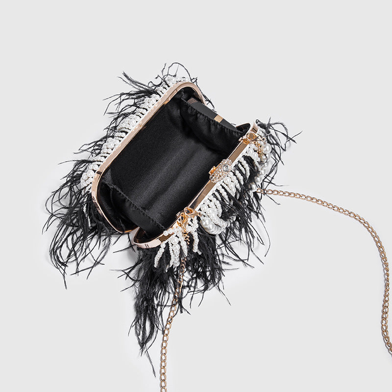 Feather + Pearl Clutch Bag