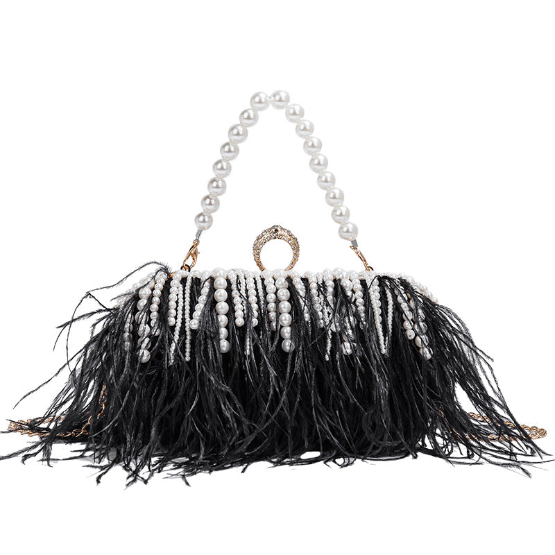 Feather + Pearl Clutch Bag