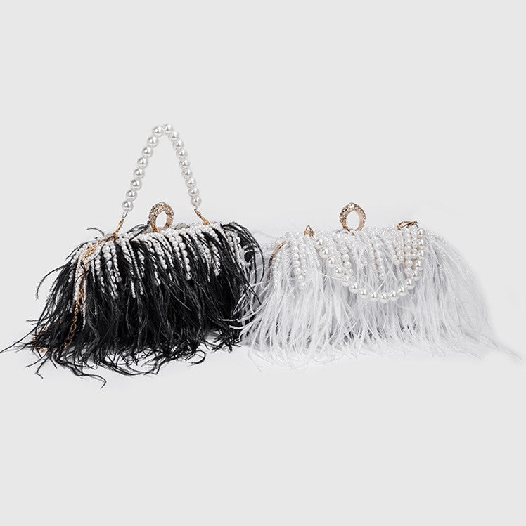 Feather + Pearl Clutch Bag