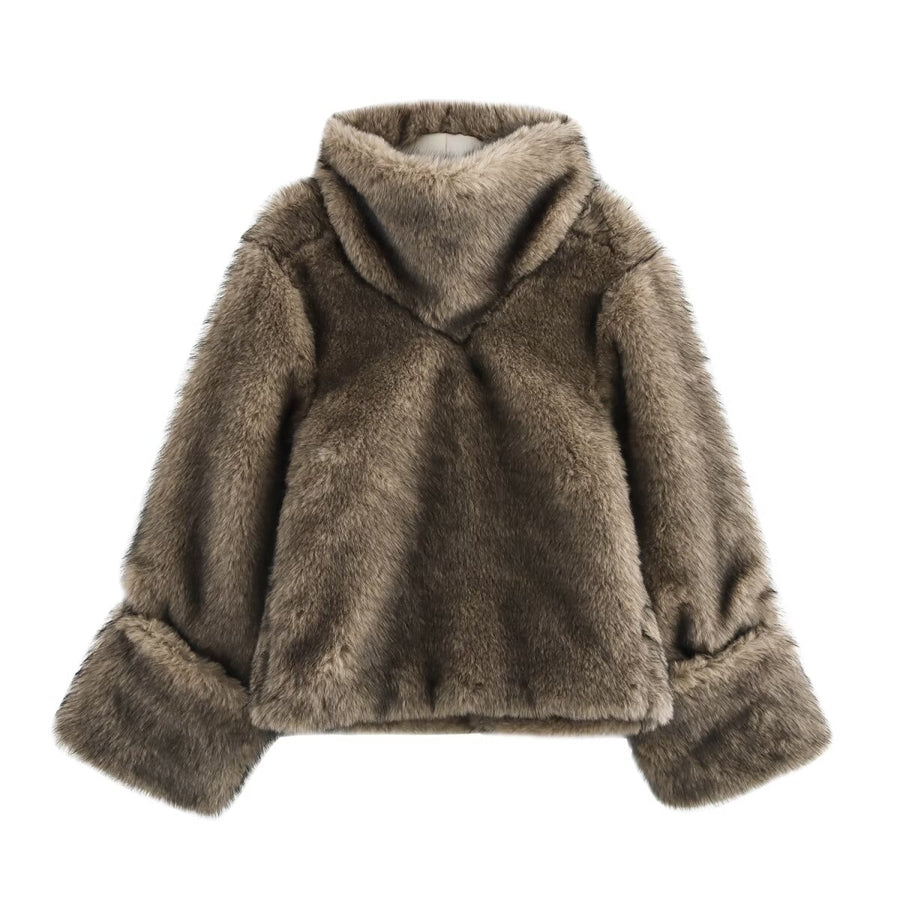 Full Neck Faux Fur Coat