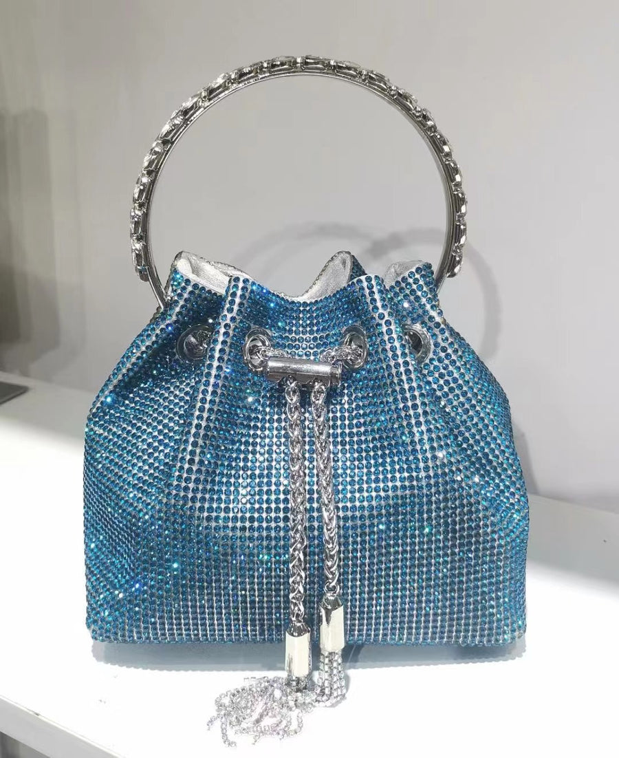 Ombre Rhinestone Embellished Bucket Bag