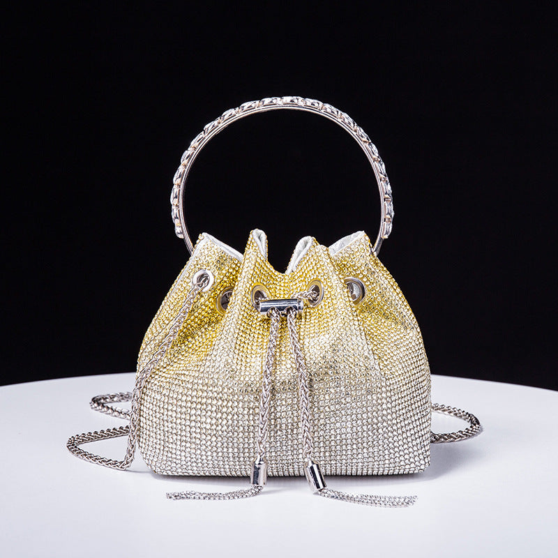 Ombre Rhinestone Embellished Bucket Bag