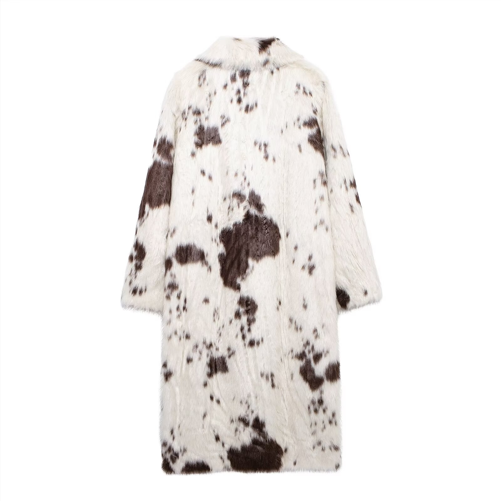 Cow Print Faux Fur Coat