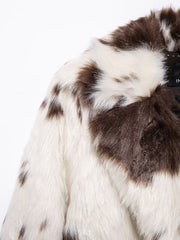 Cow Print Faux Fur Coat