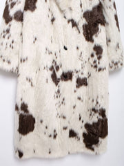 Cow Print Faux Fur Coat