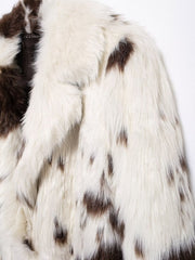 Cow Print Faux Fur Coat