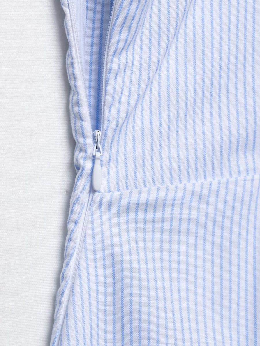 Blue & White Striped Midi Dress