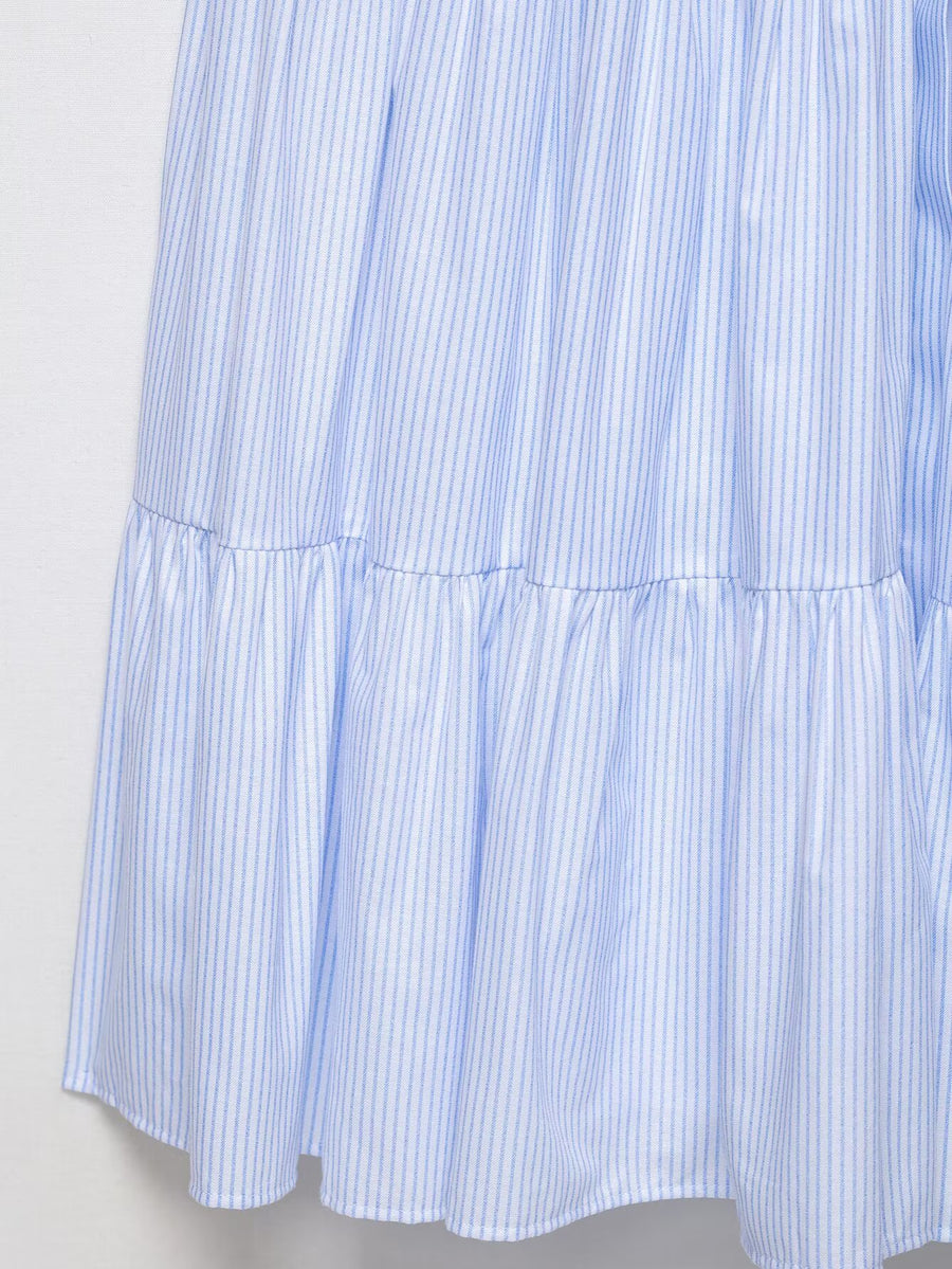 Blue & White Striped Midi Dress
